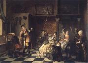 Jan Steen As the old sing,so twitter the young oil painting artist
